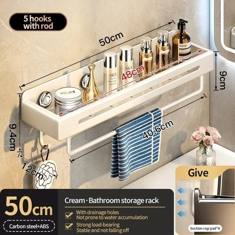 No-Drill Suction Cup Wall Shelf | Bathroom Storage Organizer