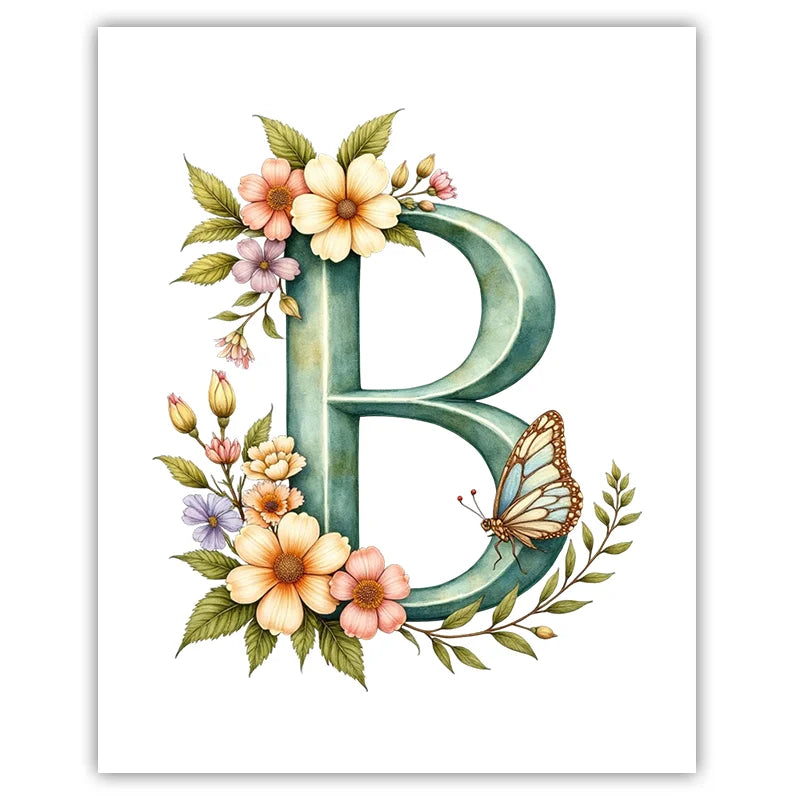 Custom Name Nursery Canvas Wall Art – Animals & Wildflowers Personalized Canvas Print Peaceful Pleasures Health and Wellness B 50x70cm NoFrame China Mainland
