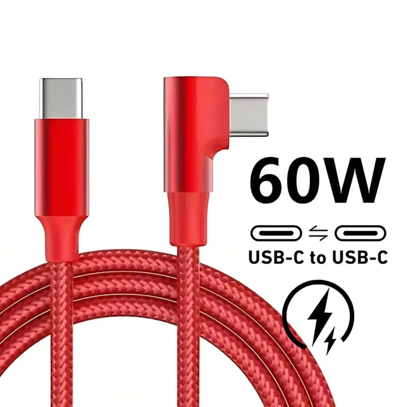 60W USB-C 90° Fast Charge Cable | iPhone 15 16 17 MacBook iPad