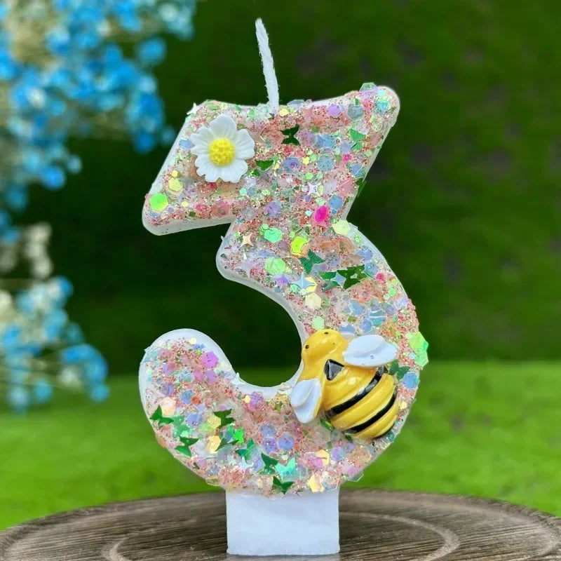 Party 0-9 Number Digital Birthday Candle Cake Decoration New Year's Eve Creative Bee and Wasp Decorative Candles Birthday Cake Peaceful Pleasures Health and Wellness 3