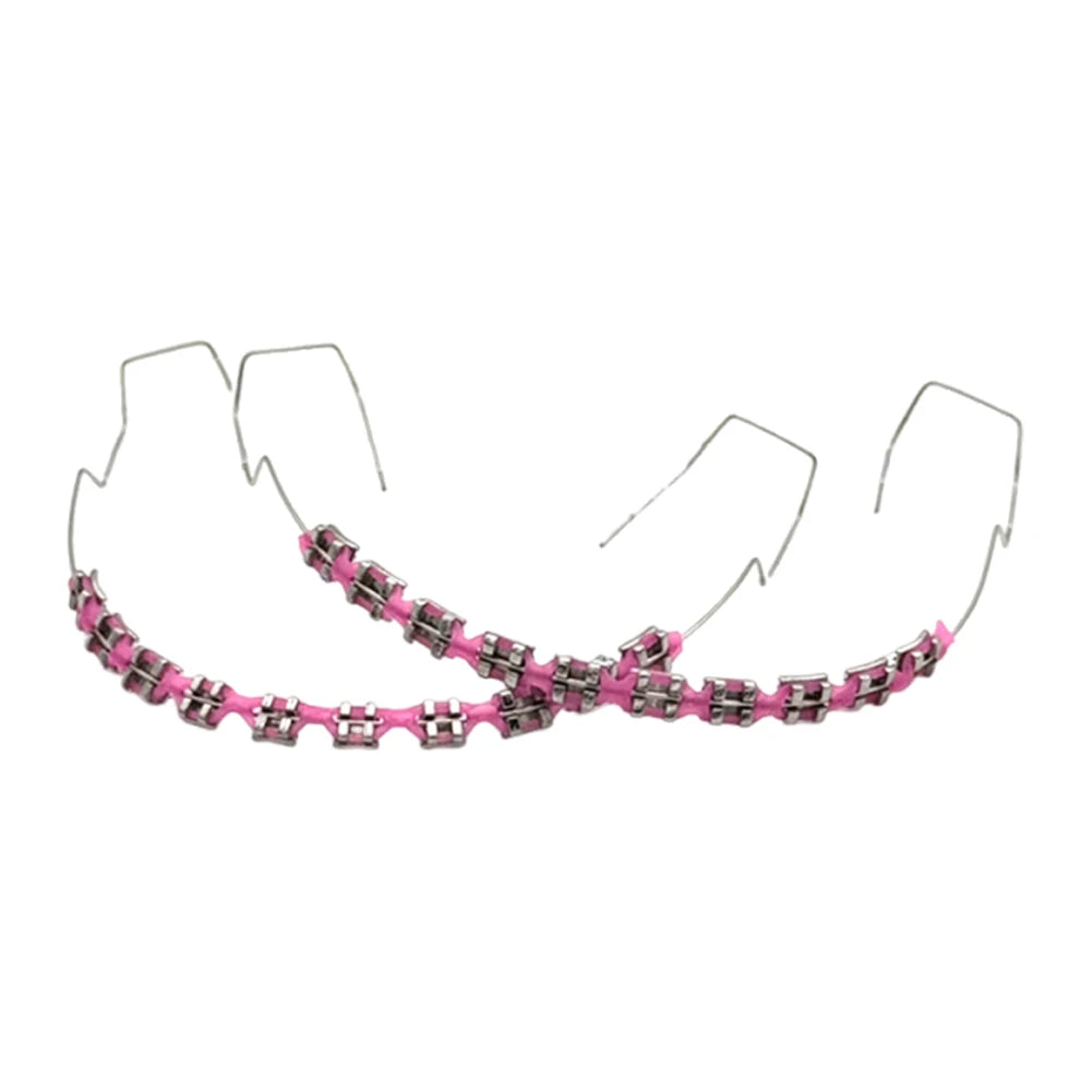 Temporary Tooth Decoration Dental Fake Braces Orthodontic Braces Dental Metal Bracket Practice Props for Dental Students Peaceful Pleasures Health and Wellness Pink