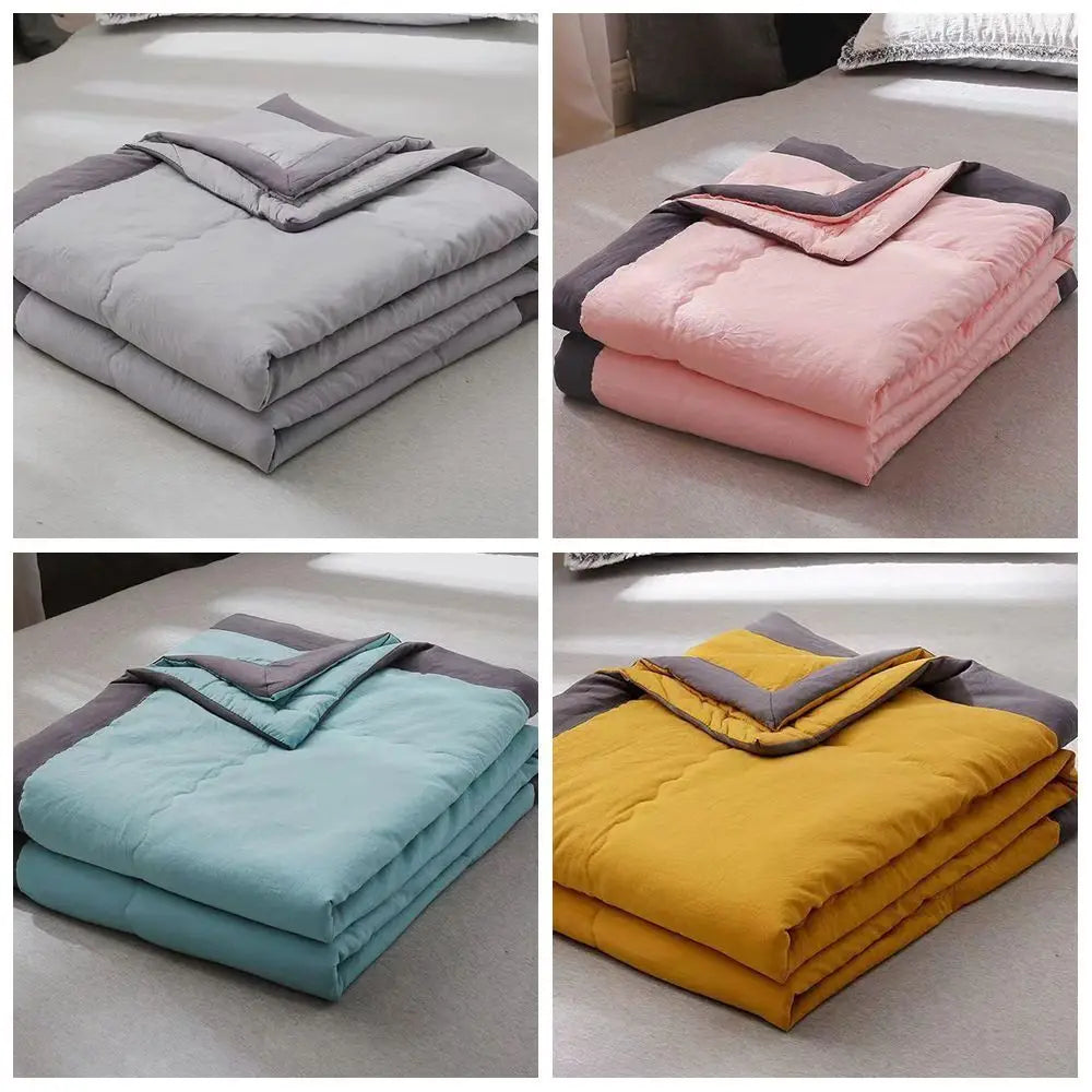 Double Sided Cooling Blanket Skin-Friendly Breathable Conditioning Quilt Lightweight Solid Color Cooler Quilt Spring Summer Peaceful Pleasures Health and Wellness