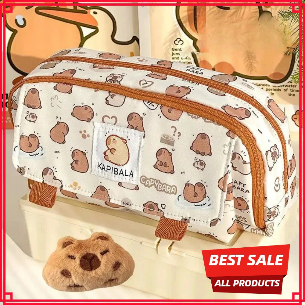 Large Round Pencil Case – Fabric Stationery Organizer for Students