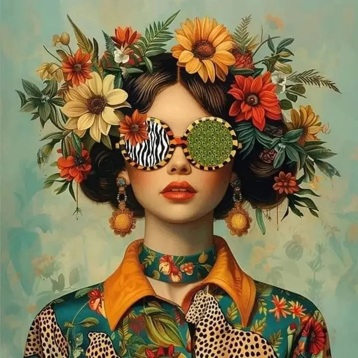 Surrealism Woman Portrait Canvas Painting Wall Art Wonderful Fantasy Fish and Girl Poster Prints for Living Room Home Decor Peaceful Pleasures Health and Wellness ZLH3559 20x20cm Unframed