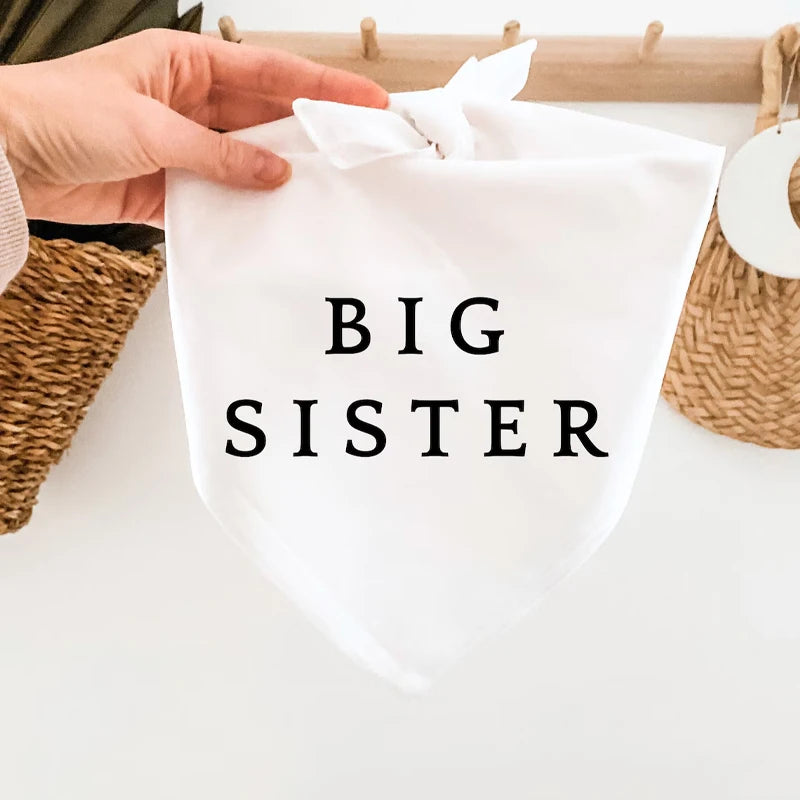 Big Brother Big Sister Dog Bandana | Baby Shower Announcement Dog Bandana Peaceful Pleasures Health and Wellness Big Sister 75x52x52cm