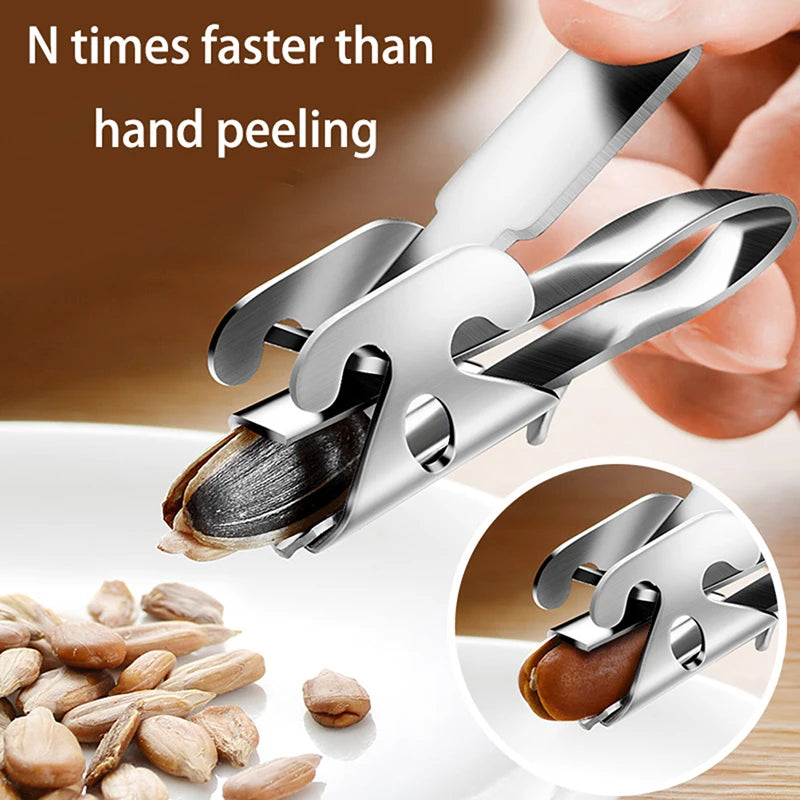 Stainless Steel Seed Peeler & Nut Sheller Tool | Dual Chuck