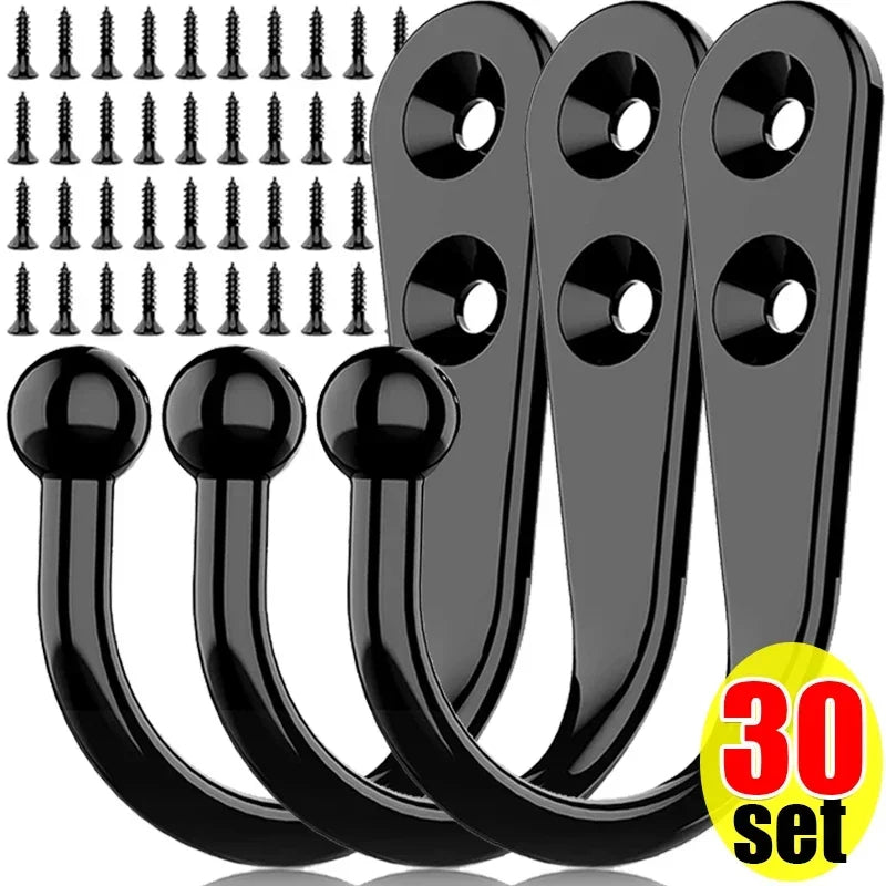 Zinc Alloy Wall Hooks with Screws | 1–30 Sets, Multi-Use