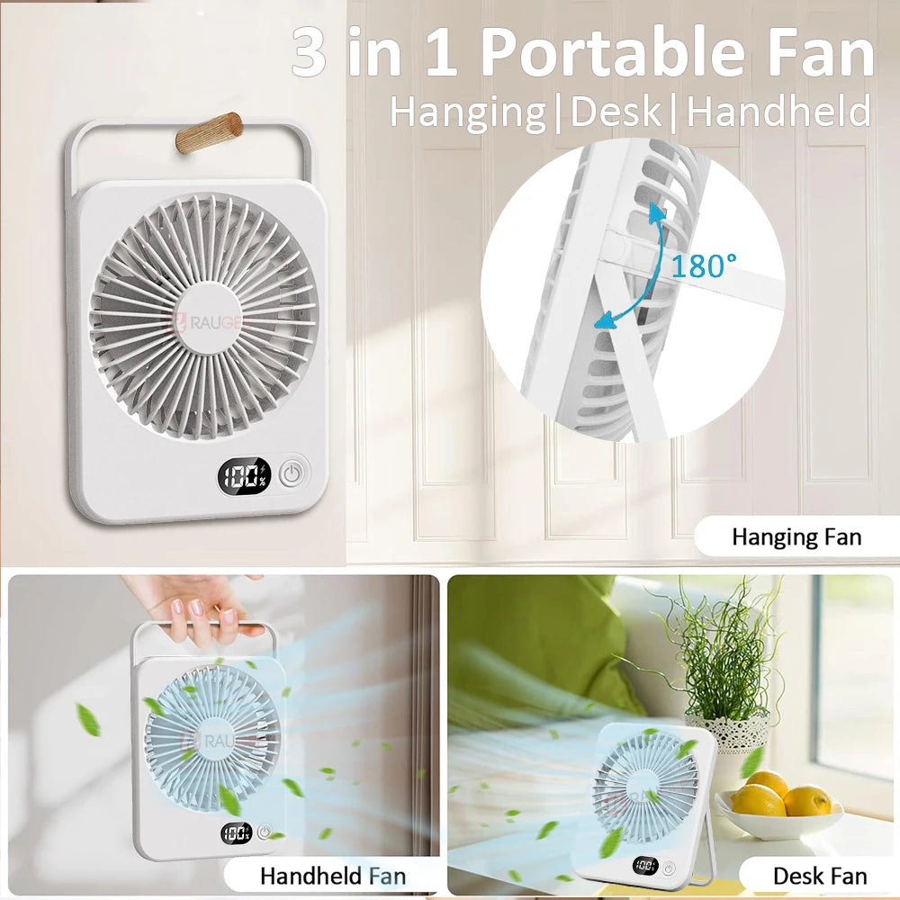 Mini Portable Desk Fan USB Rechargeable Foldable Table Fan Camping Ceiling Fan 5 Speed Wind Air Circulation Wall Hanging Fan Peaceful Pleasures Health and Wellness