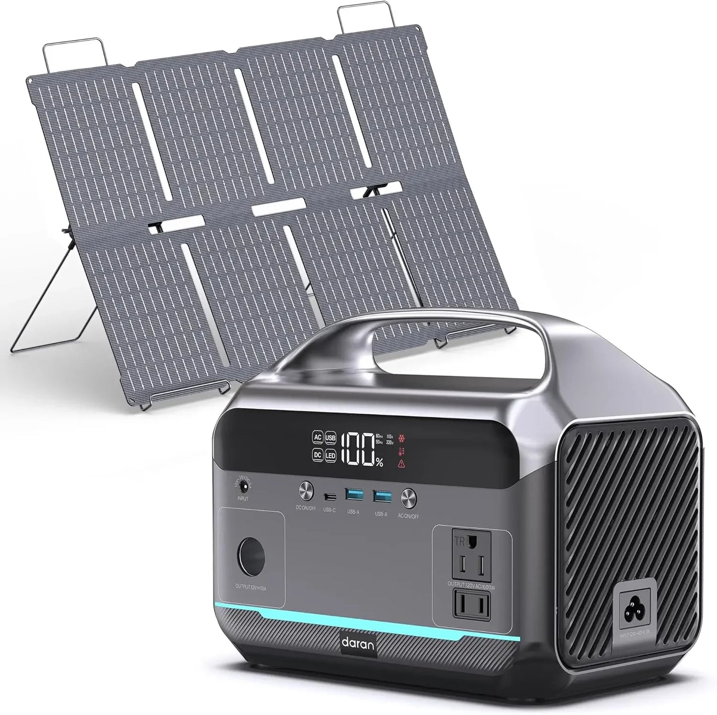 288Wh Portable Power Station with 80W Solar Panel, 600W AC Outlet, Fast Charging for Camping & Emergency Backup Peaceful Pleasures Health and Wellness United States