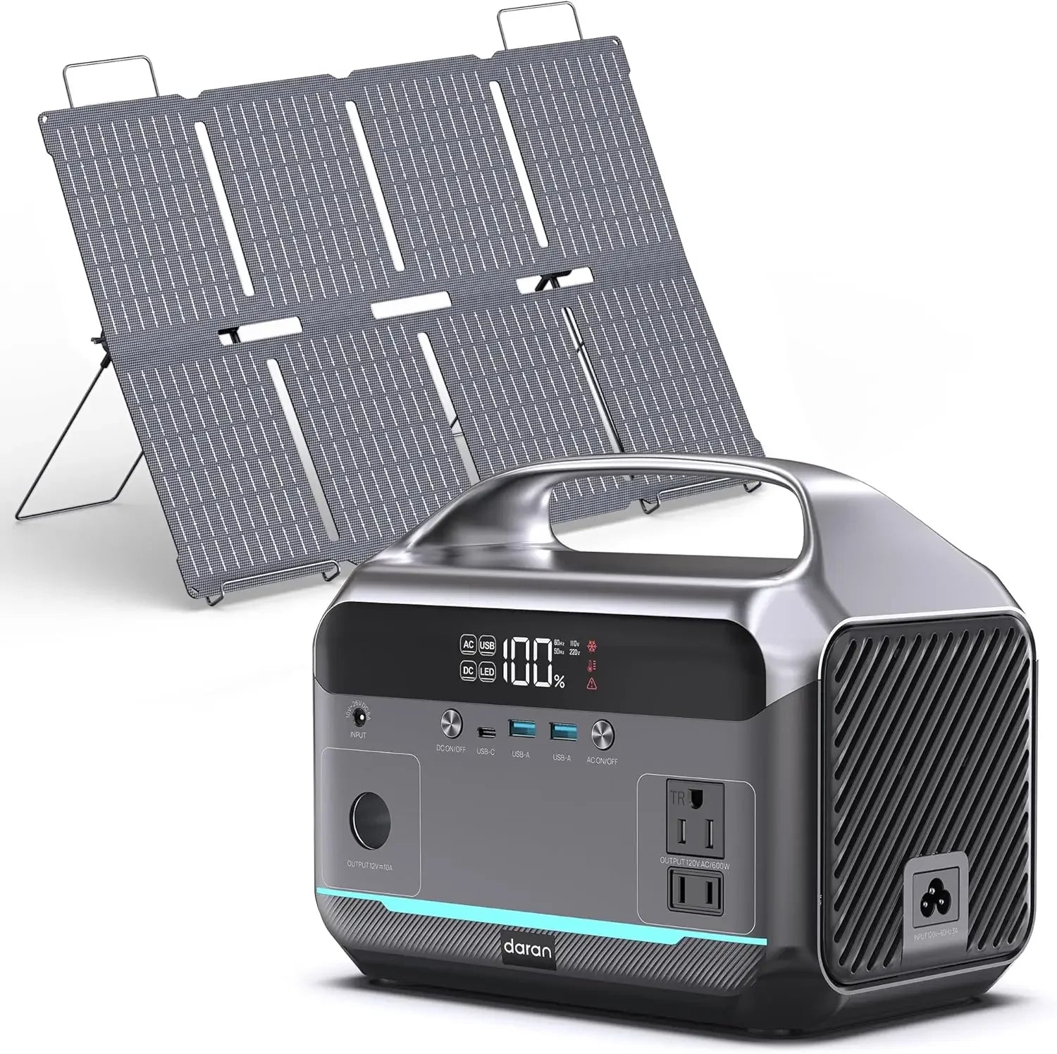 288Wh Portable Power Station with 80W Solar Panel, 600W AC Outlet, Fast Charging for Camping & Emergency Backup Peaceful Pleasures Health and Wellness United States