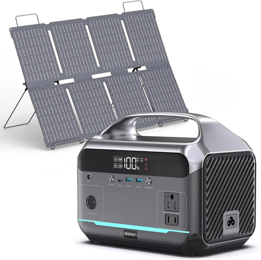 288Wh Portable Power Station with 80W Solar Panel, 600W AC Outlet, Fast Charging for Camping & Emergency Backup Peaceful Pleasures Health and Wellness United States