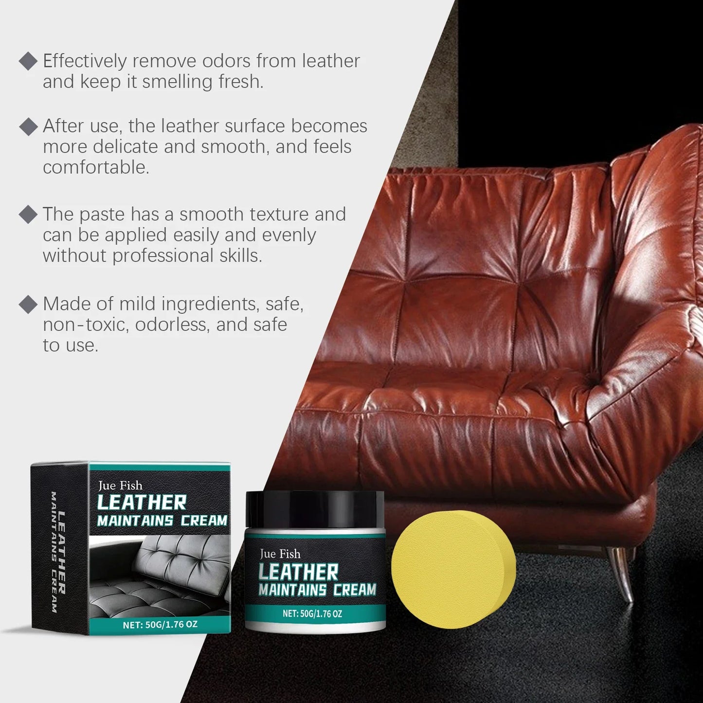 Jue-Fish Leather Care Cream – Polish, Clean & Restore (50g)