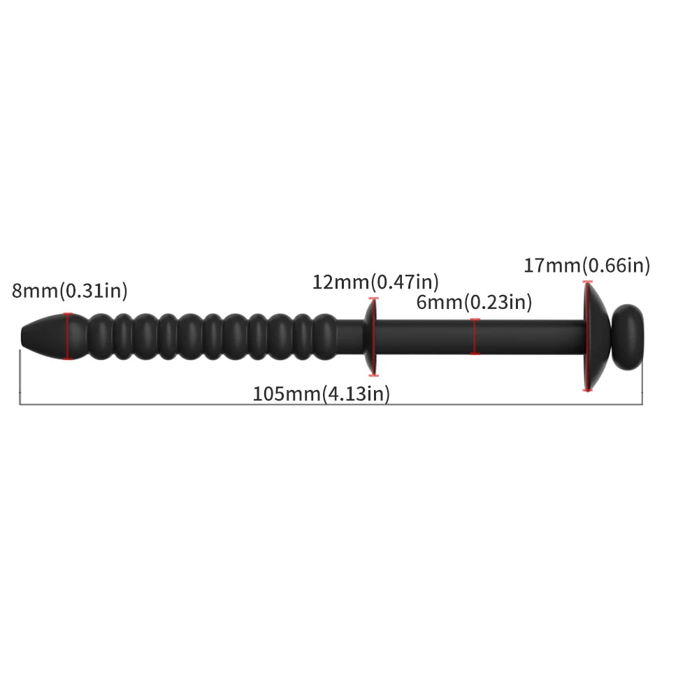 Silicone Beads With Hollow Plugs, Eyelets, Men's Wearing, Catheterization, Dilation, Urethral Obstruction, Adult Sexual Products Peaceful Pleasures Health and Wellness Black M