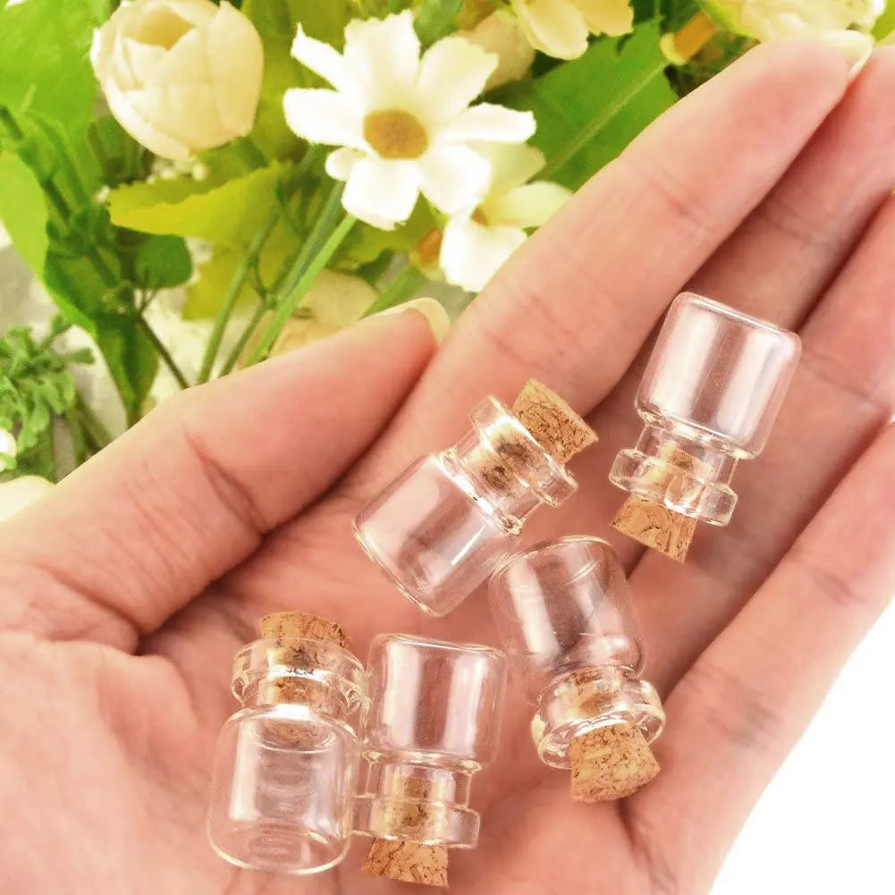 50pcs Mini Cork Glass Wish Bottles 1ml – DIY Craft Jar Set