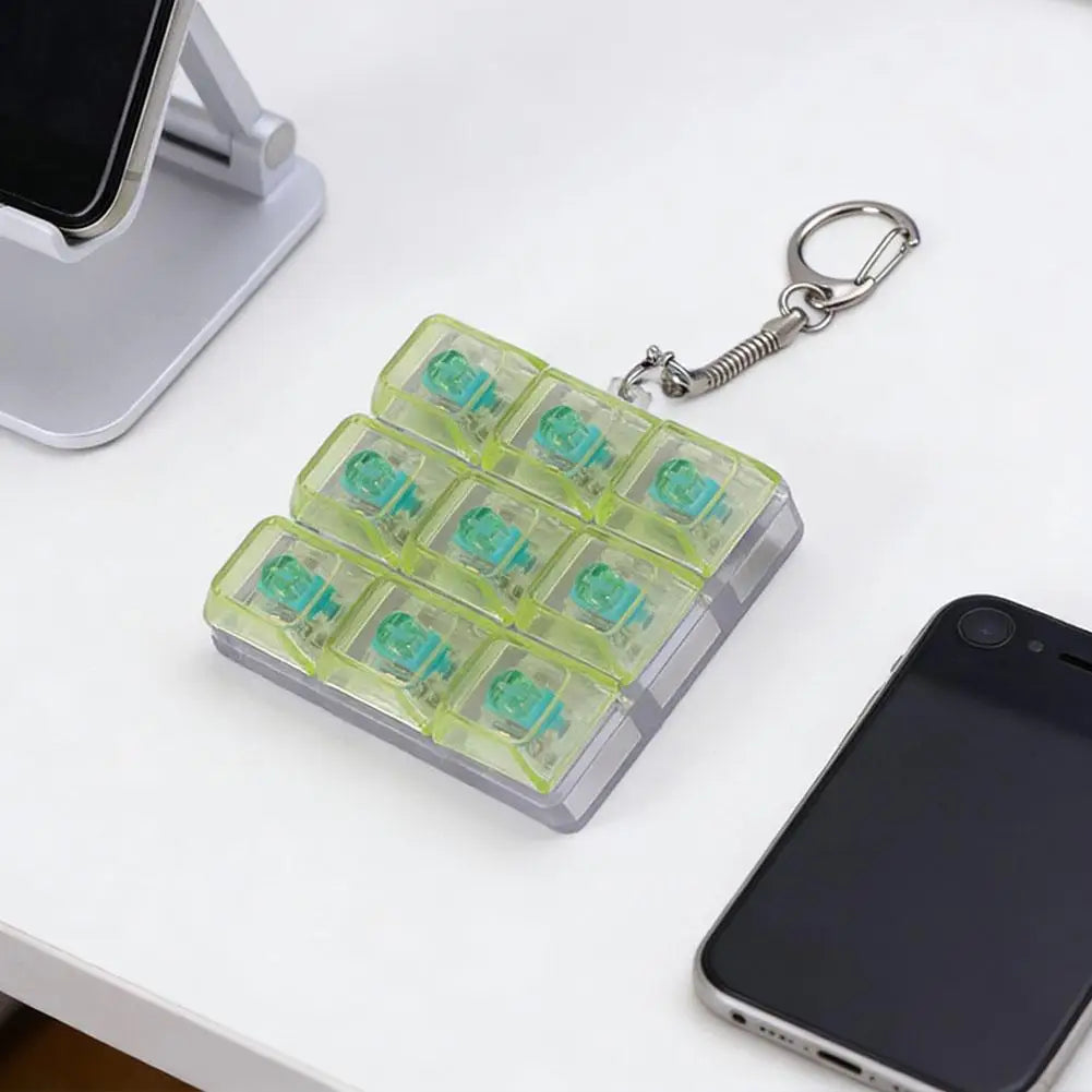 Lightweight Versatile Decompression Keychain Fingertip Press Luminous Button Toy Protable 9-key Keyboard Relieve Anxiety Toys Peaceful Pleasures Health and Wellness