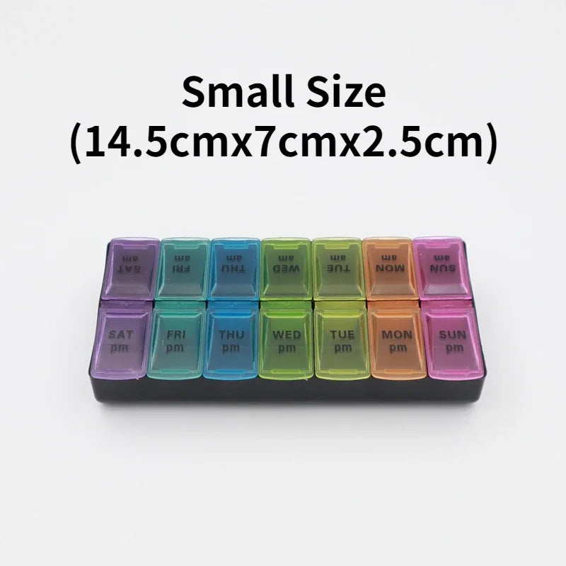 New Weekly Portable Travel Pill Cases Box 7 Days Organizer 14 Grids Pills Container Storage Tablets Vitamins Medicine Fish Oils Peaceful Pleasures Health and Wellness NO.6