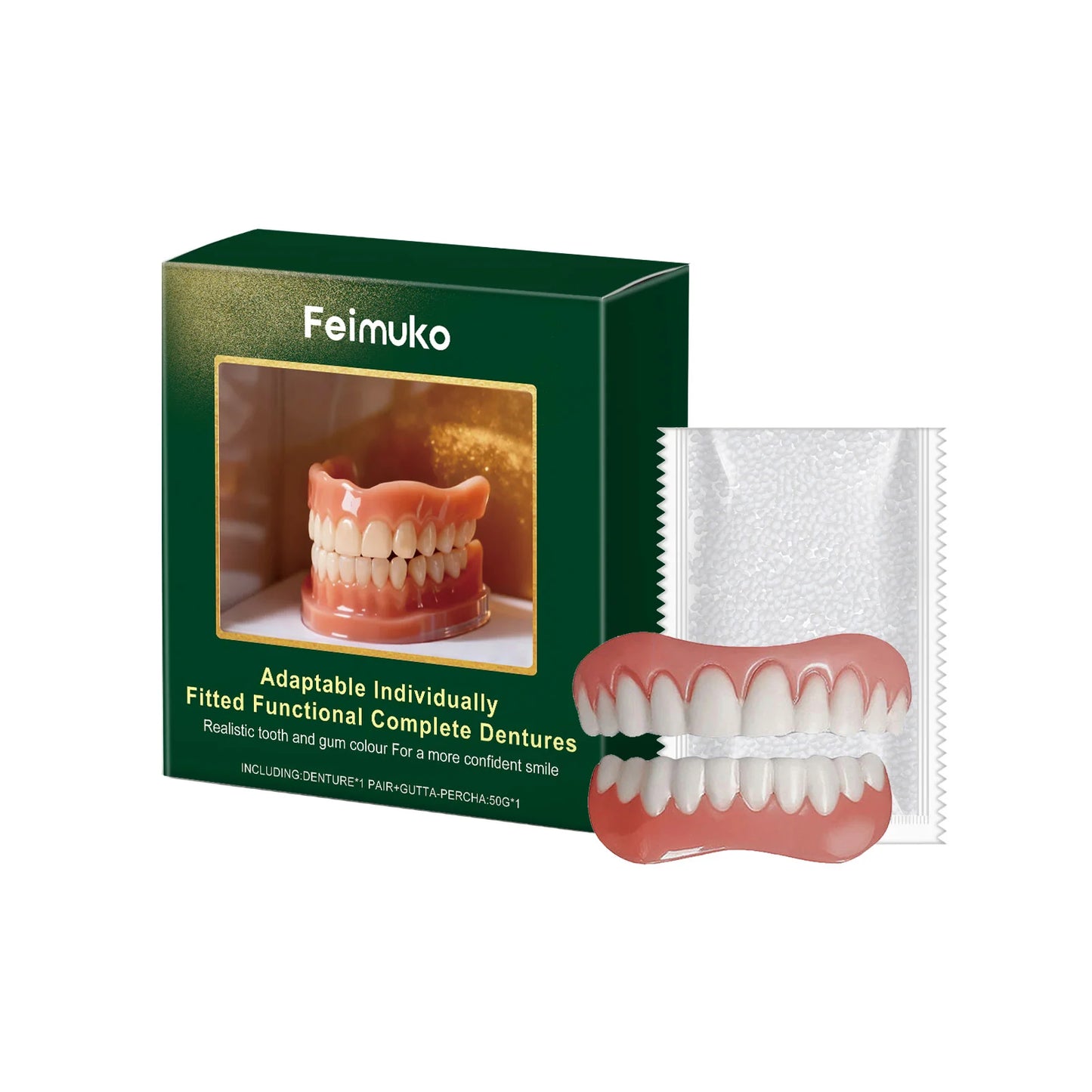 New Silicone Denture Set Silicone Liners Soft Kit Upper Lower Dentures Full Set Removable Dental Veneers Comfort Easy Use Braces Peaceful Pleasures Health and Wellness 1set boxed