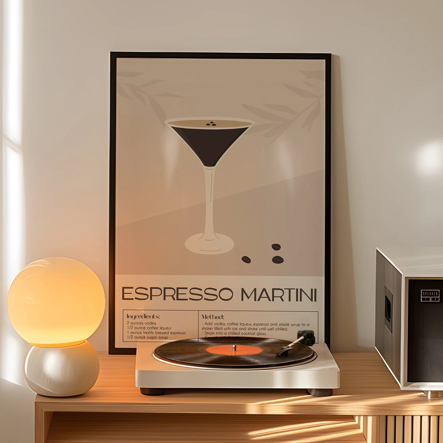 Espresso Martini Canvas Wall Art | Minimalist Cocktail Print
