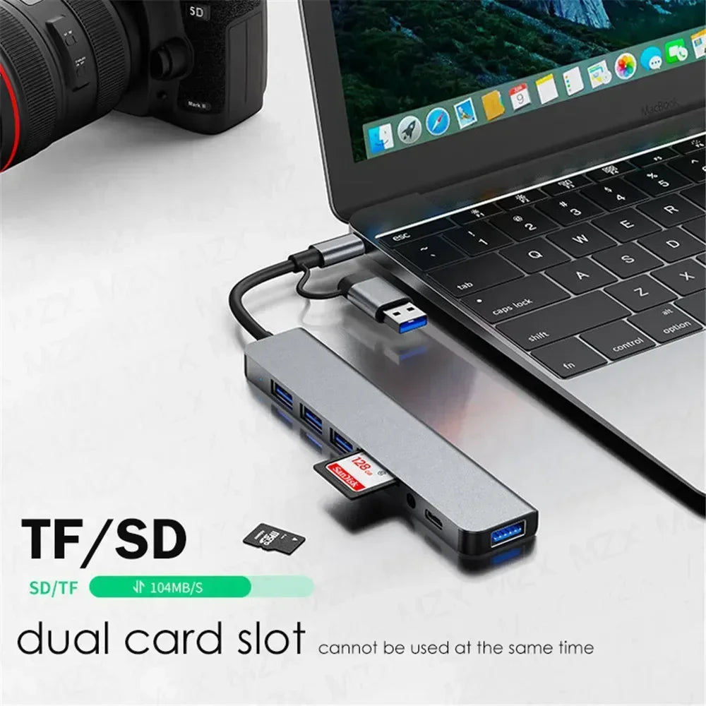 8 In 1 Port USB C Expander USB 3 Hub Type-C Splitter Type C Dock Multiport Adapter USB Expander For Xiaomi Phone Tablet Peaceful Pleasures Health and Wellness