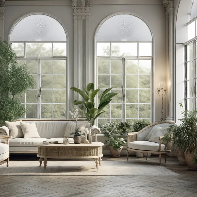 Semi-Circular Honeycomb Blinds Arched Windows Light Filtering Trimmable Shades Custom Fit Half-Round Window Coverings Privacy Peaceful Pleasures Health and Wellness