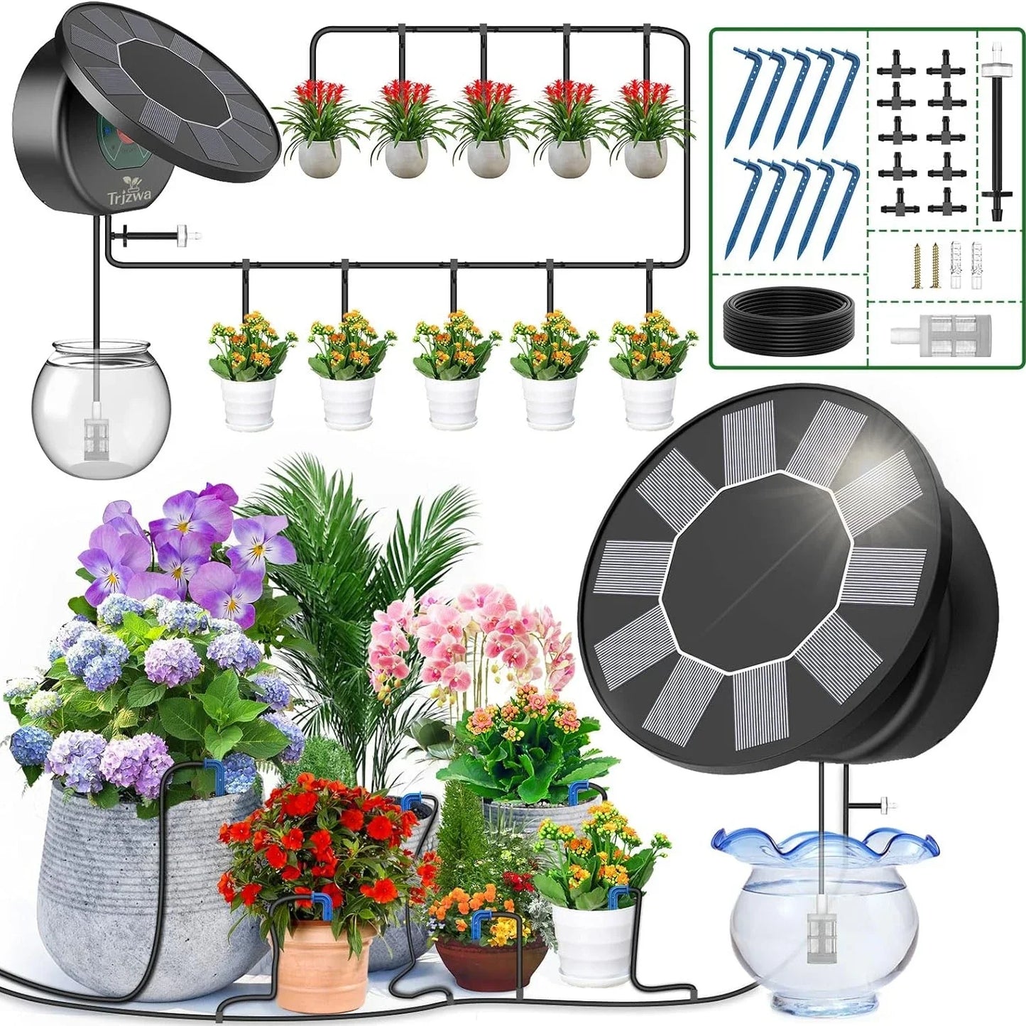 Solar Drip Irrigation Kit – Auto Garden Watering System 10m