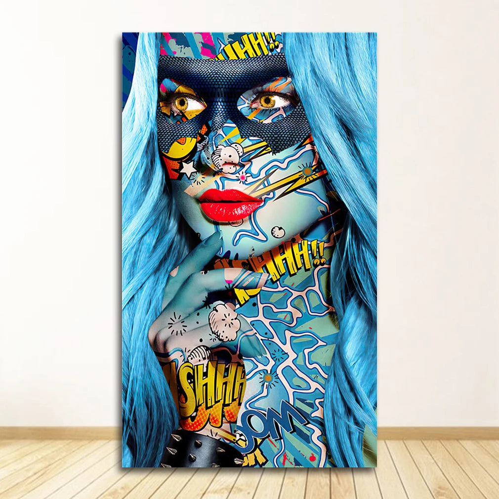 Graffiti Women Portrait Canvas Wall Art | Modern Unframed Poster Canvas Wall Art Peaceful Pleasures Health and Wellness 0612XX11 30x40cm Unframed
