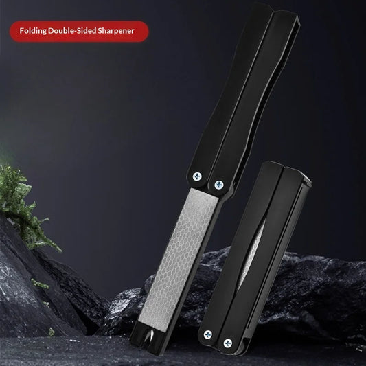 Portable Diamond Knife Sharpener 400/600 Grit Double Sided Foldable Stone for HomeKitchen Outdoor Camping Non-Slip Handle Tools Peaceful Pleasures Health and Wellness