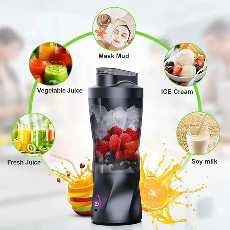 Built-in Battery 6-leaf Cutter Head USB Charging Silent Motor Automatic Cleaning Portable Fruit Juicer Electric Juicer Peaceful Pleasures Health and Wellness