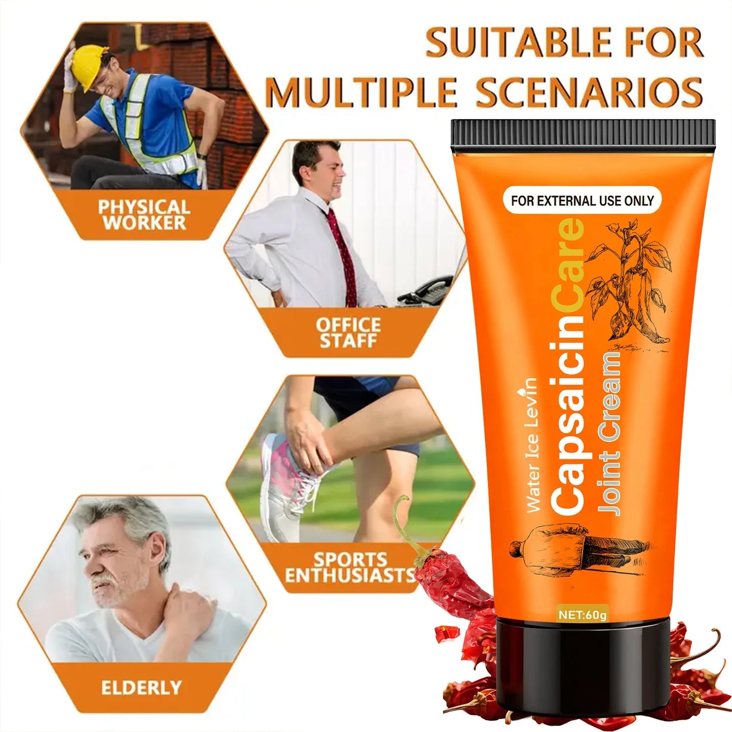 Capsaicin Joint Cream with Glucosamine & Vitamin C – 60g