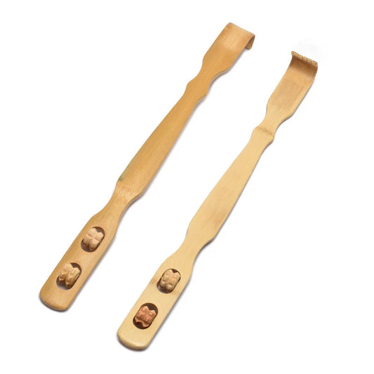 Bamboo Made Itching And Scratching Device Home Massage Anti Itch And Back Scratching Device Scratching Rake Massage Stick Peaceful Pleasures Health and Wellness 1pcs double ball