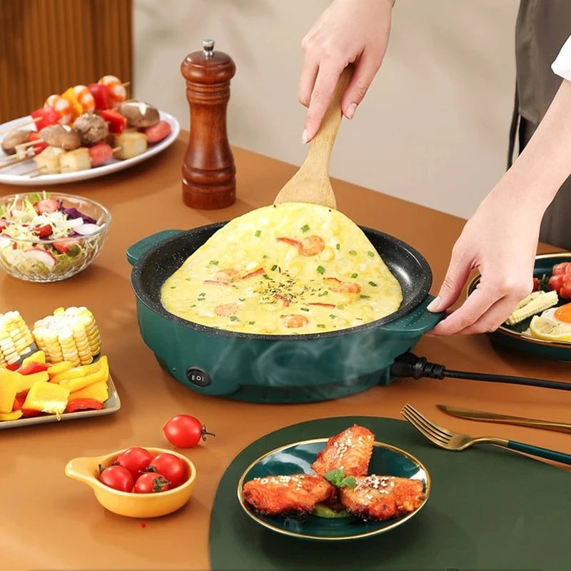 Electric MultiCooker Electric Frying Pan 220V Househould Barbecue Fried Steak Fish Omelette Frying Pan Non-stick Cooking Machine Peaceful Pleasures Health and Wellness