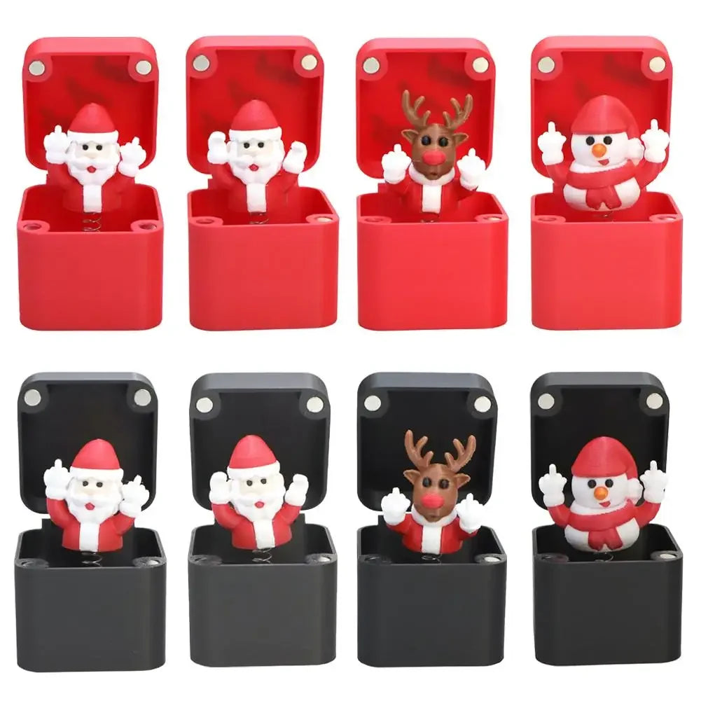 Christmas Middle Finger In A Box Prank Figure Home Party New Year Bouncing Character Statue Decoration Prop Special Special Gift Peaceful Pleasures Health and Wellness