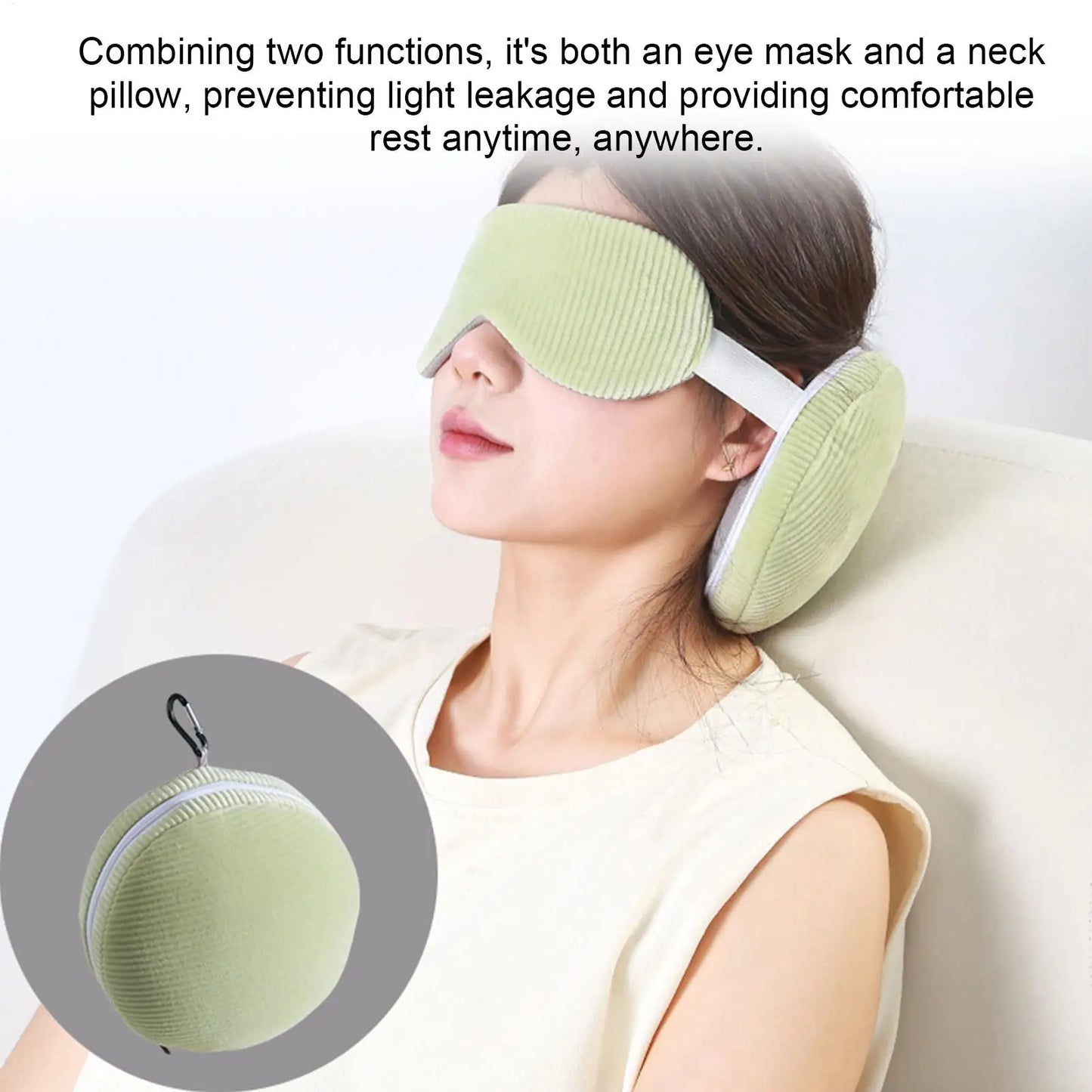 2-in-1 Travel Neck Pillow & Eye Mask – Foldable & Compact