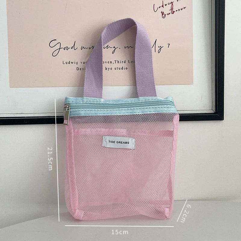 Portable Mesh Cosmetic Bag | Travel Toiletry & Makeup Organizer