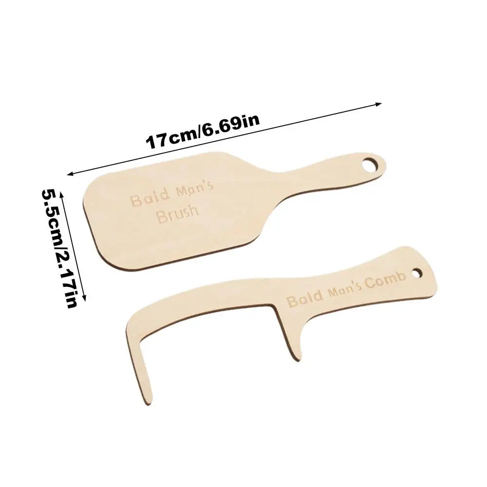 2pcs Funny Bald Man Grooming Tool Novelty Bald Man Hair Comb Hair Brush Buffer Head Polish Shiner Baldness Hairbrushes Gag Gift Peaceful Pleasures Health and Wellness 2pcs