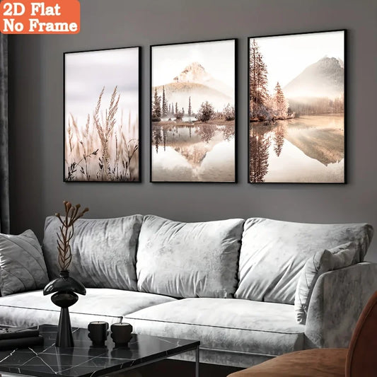 3-Piece Neutral Beige Nature Canvas Wall Art Set | Unframed Canvas Wall Art Set Peaceful Pleasures Health and Wellness 100x150cm No Frame ZLH11293-3pcs