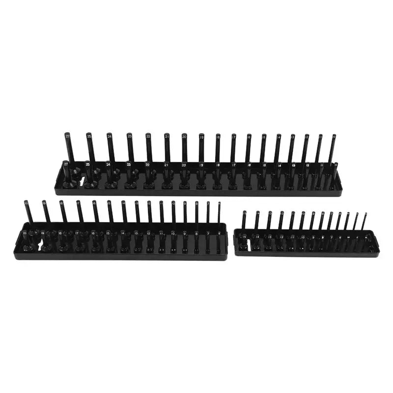 A36T-3Pc Socket Organizer Tray Set Socket Trays 1/4Inch 3/8Inch & 1/2Inch Drive Deep And Shadow Socket Holders Peaceful Pleasures Health and Wellness