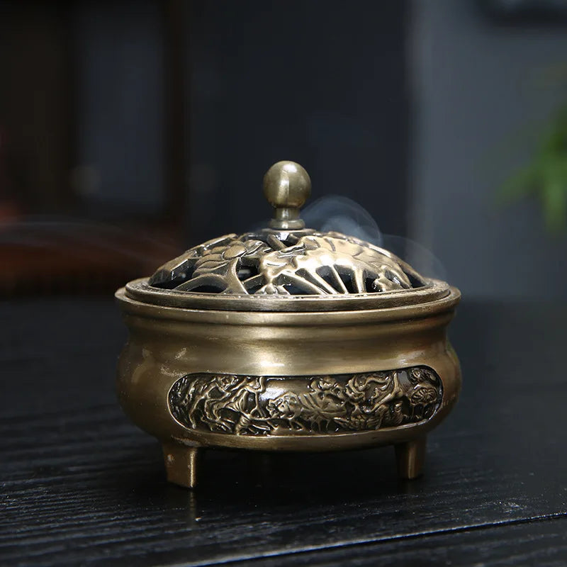Pure Copper Antique Three-Legged Incense Burner | Tea Ceremony