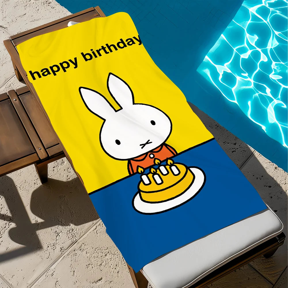 Miffy Cartoon Quick-Dry Beach Towel | Soft Pool & Travel Towel