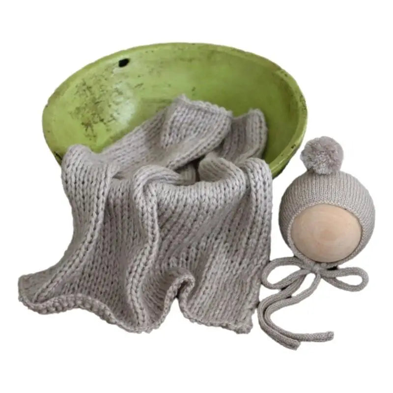 Newborn Photography Props – Mohair Hat & Wrap Blanket Set