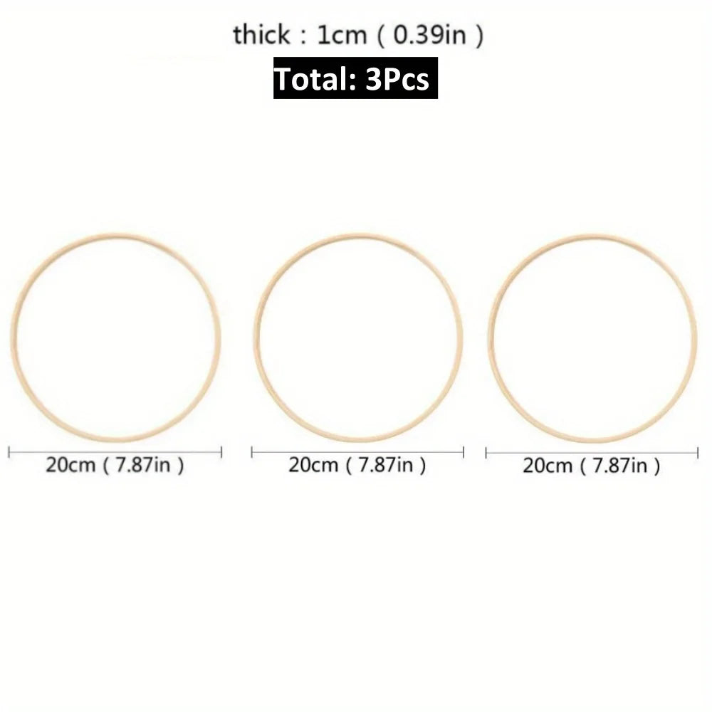 Wreath Rings, 3Pack 4Sizes (6 8 10 12lnch) Wooden Bamboo Floral Hoop Wreath Macrame Craft Hoop Rings for DlY Christmas Wedding Peaceful Pleasures Health and Wellness 7.87in