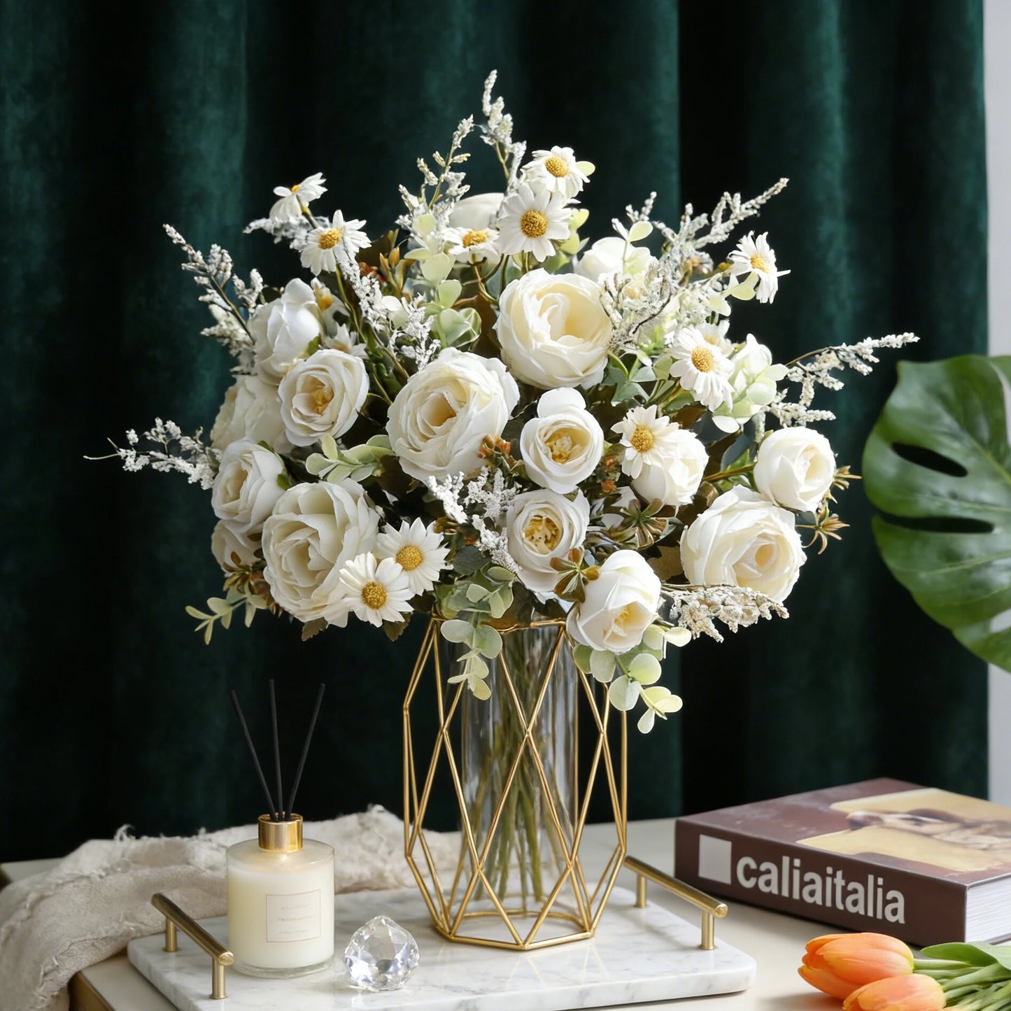 Silk Rose & Sunflower Artificial Bouquet | Wedding & Home Décor