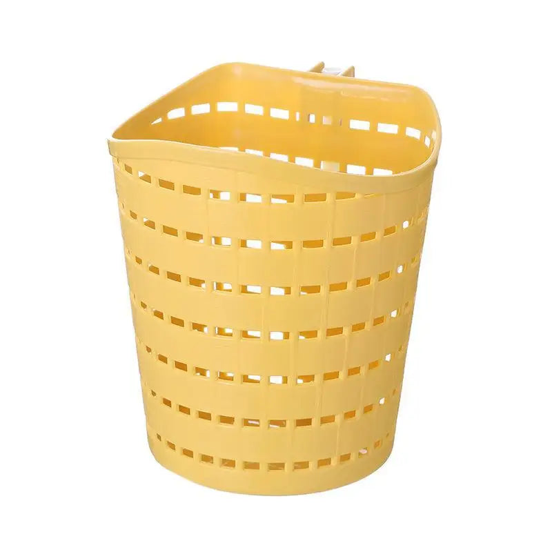 1Pc Plastic Hanging Drain Basket Rotatable Desktop Storage Basket Hollow Out Single Hook Bathroom Kitchen Storage Container Peaceful Pleasures Health and Wellness Yellow 1pc