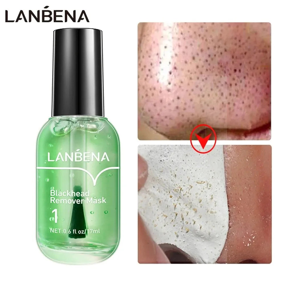 LANBENA Blackhead Remover Mask + Shrinks Pore Serum (Step 1+Step 2) Facial Acne Treatment 17ml Peaceful Pleasures Health and Wellness