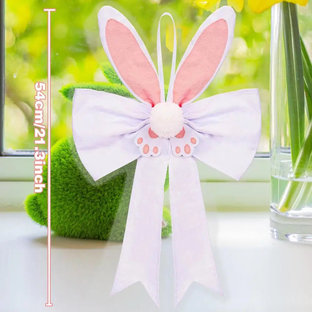 Spring Bow With LED Lights Spring Home Decor Cute Bunny Bow Easter Decorations For Holiday Party Bedroom Living Room Apartment Peaceful Pleasures Health and Wellness White China Mainland