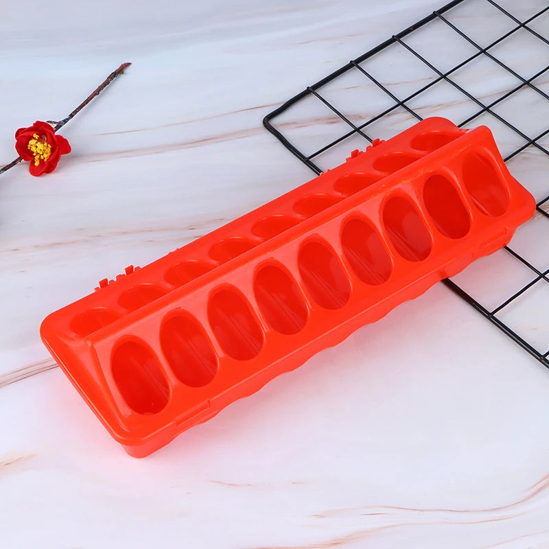 Household Red Double Row 12/18 Holes Poultry Ground Feeder Plastic Clamshell Feeding Chicken Groove Farm Breeding Supplies Peaceful Pleasures Health and Wellness