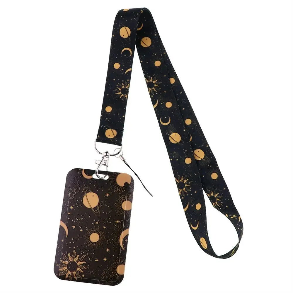 Vintage Office Supply Keyrings Card Holder Sun and Moon Phone Lanyard ID Card Holder Hanging Rope Badge Holder Phone Neck Strap Peaceful Pleasures Health and Wellness 2