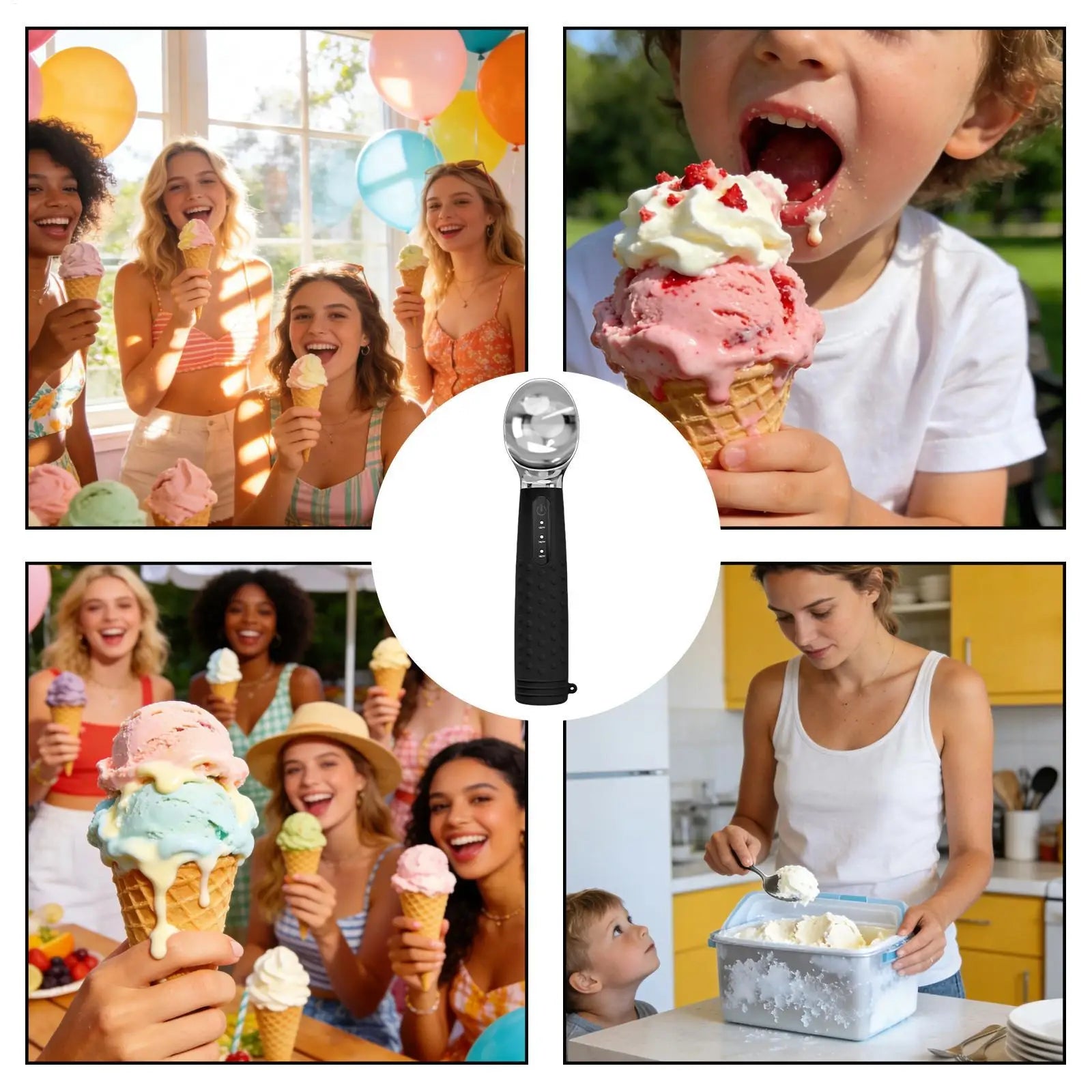 Ice Cream Scooper Heating Rechargeable Kitchen Gadget Ice Cream Scoop Heated For Home Dorm Kitchens Parties Buffets Cupcakes Peaceful Pleasures Health and Wellness