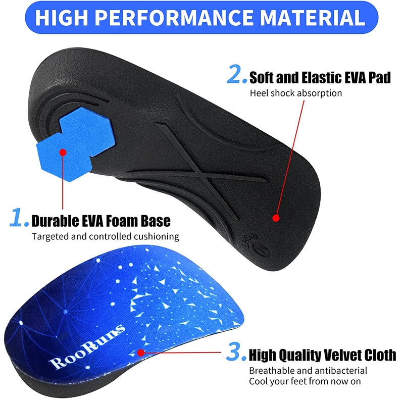Plantar Fasciitis Insoles High Arch Support 3/4 Length Shock Absorbing Heel Pain Relief For Men and Women Peaceful Pleasures Health and Wellness