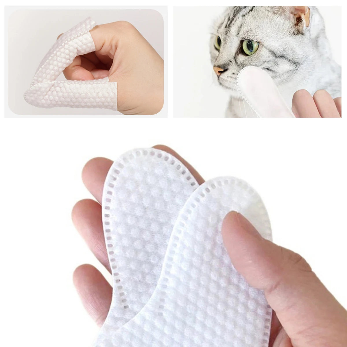Pet Finger Cot Wipes for Dogs & Cats – 50 Pack Disposable